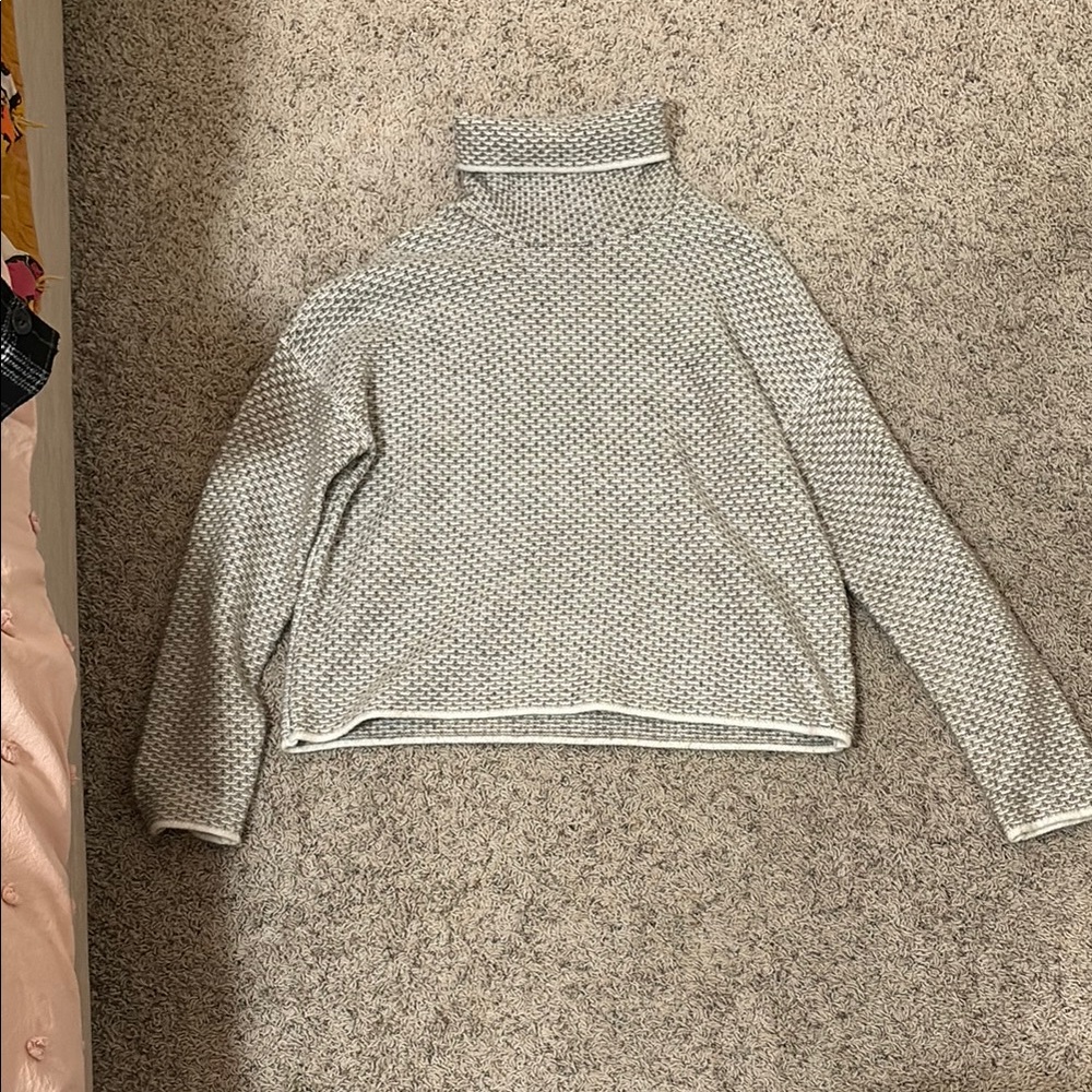 Cream/Brown Turtleneck Sweater